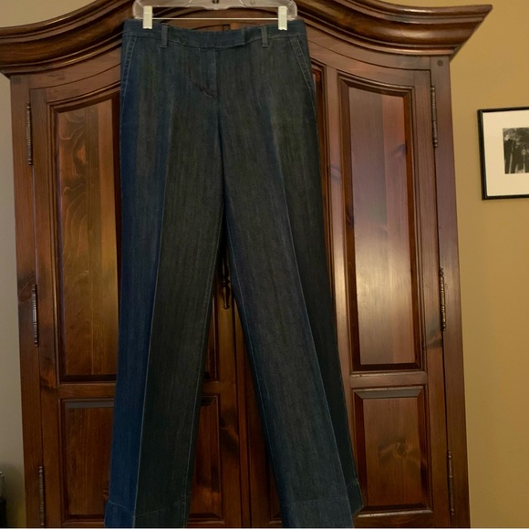 Wide Leg Trousers ~ANN TAYLOR ~Classic Dark Wash ~SIZE 8 ~Modern ~Contemporary - Picture 1 of 8